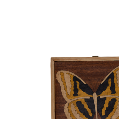 Composition of 3 Inlaid Squares with Butterfly - Medium Frame (Padouk)