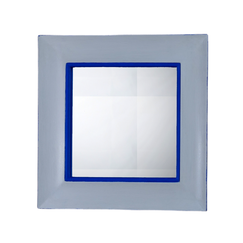 Straight Mirror "A GUANTIERA" (White and Cobalt Blue)