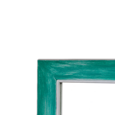 Straight Mirror "A GUANTIERA" (White and Emerald Green with scratched effect)