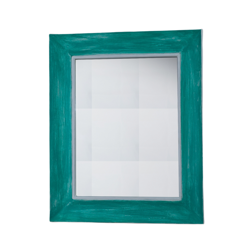 Straight Mirror "A GUANTIERA" (White and Emerald Green with scratched effect)