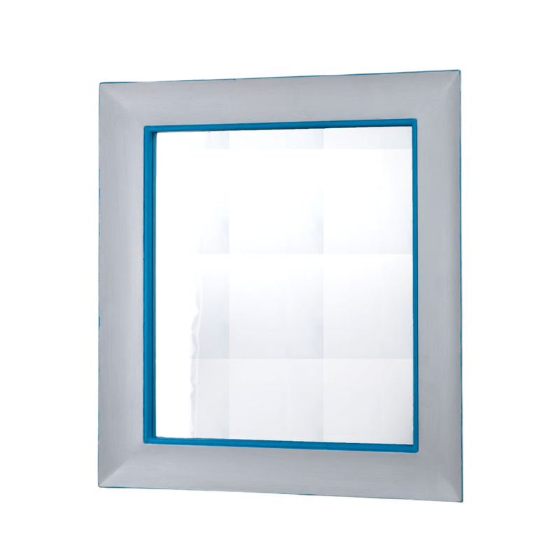 Straight Mirror "A GUANTIERA" (White and Royal Blue)