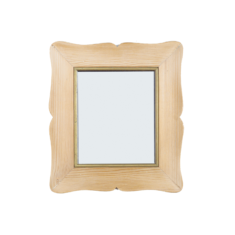 Shaped Mirror "A GUANTIERA" (Natural Fir and Golden Stripe)