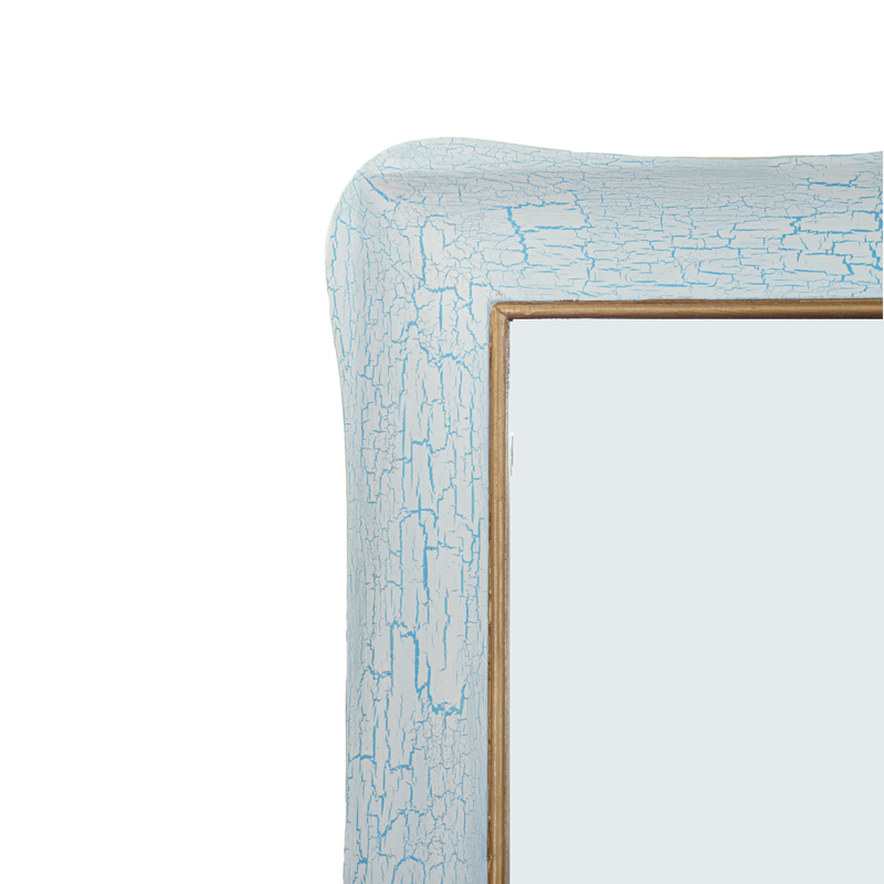 Shaped Mirror "A GUANTIERA" (White and Light Blue «Craquele» and Golden Line)