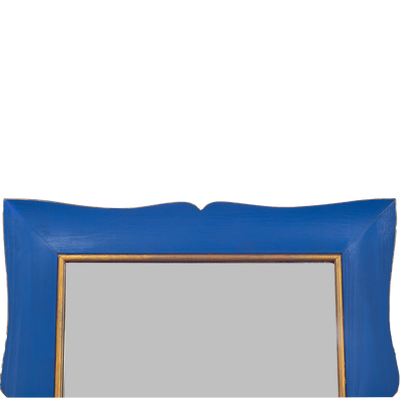 Shaped Mirror "A GUANTIERA" (Blue with Golden Ruler and Pointed Corners)