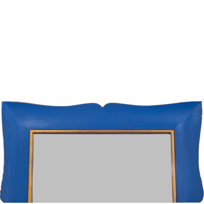 Shaped Mirror "A GUANTIERA" (Blue with Golden Ruler and Pointed Corners)